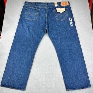 New Levi's 501 Original Jeans Mens 50x32 Blue Straight Leg Button Fly dark wash